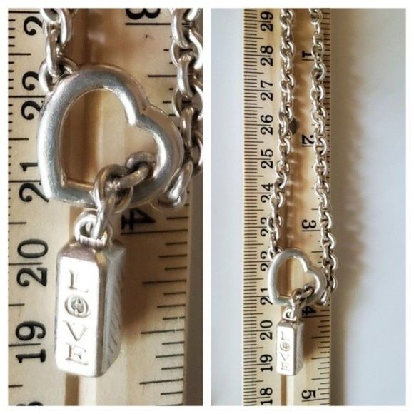 Diamond Bradford Exchange 925 Sterling Silver Charm Heart Bracelet 8" - Picture 12 of 14